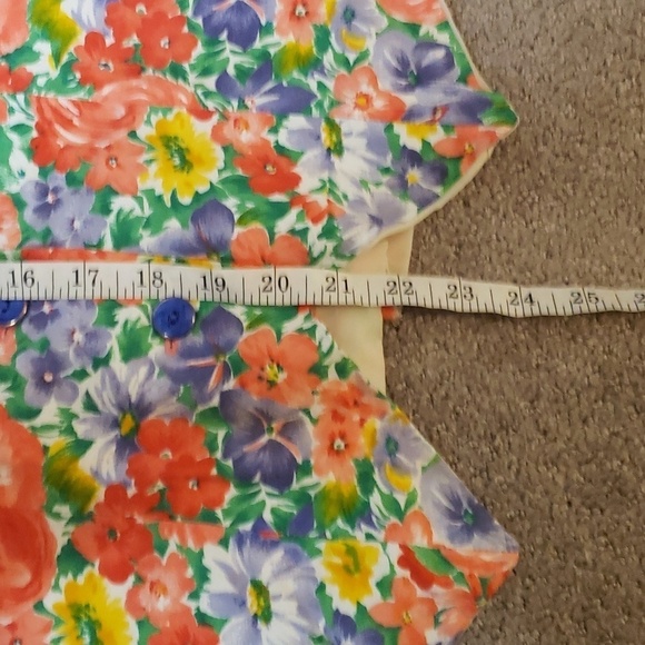 Vintage 90s bright floral vest purple, green ,yellow and red medium blossom styl - Picture 9 of 13